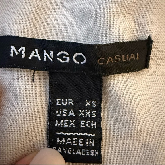 Mango | Cream Linen/Cotton Blend Half Button Down Shirt | Sz XXS - Picture 6 of 10